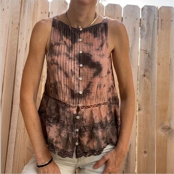 Free people tie dye sleeveless blouse size small - Picture 8 of 11